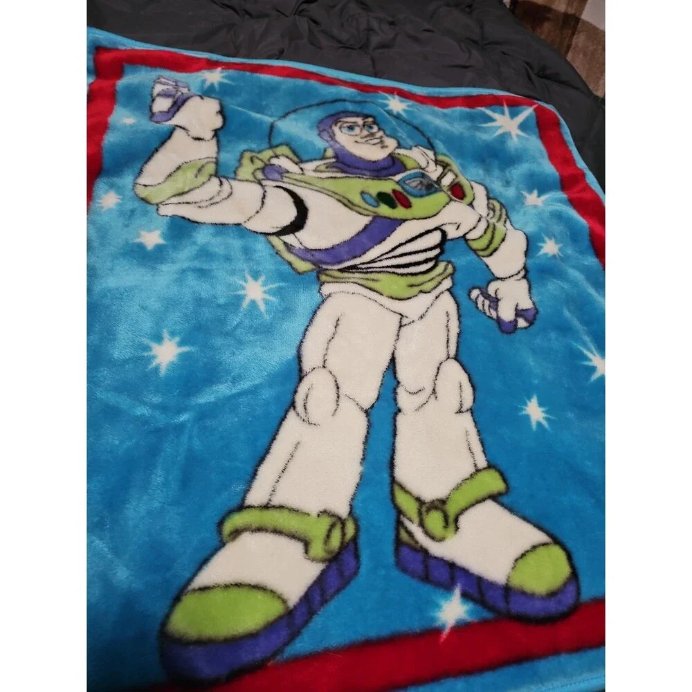 Vintage Disney Pixar Toy Story Buzz Lightyear Plush Throw Blanket 36x40 Y2K